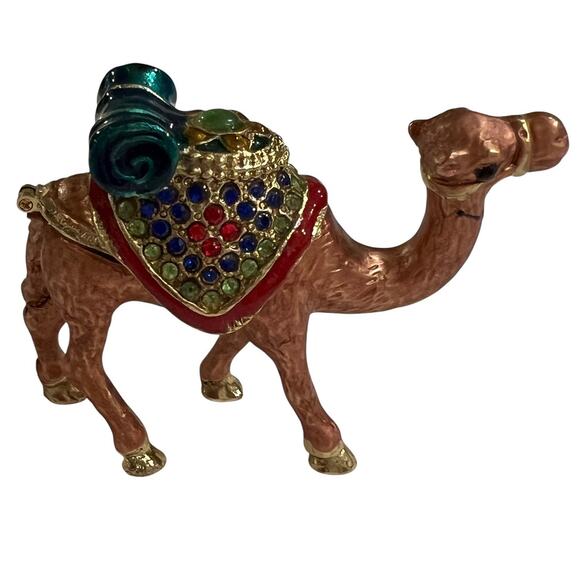 Jeweled Camel Trinket Box Hinged Enameled Metal Miniature Figurine Multicolor - Picture 2 of 6